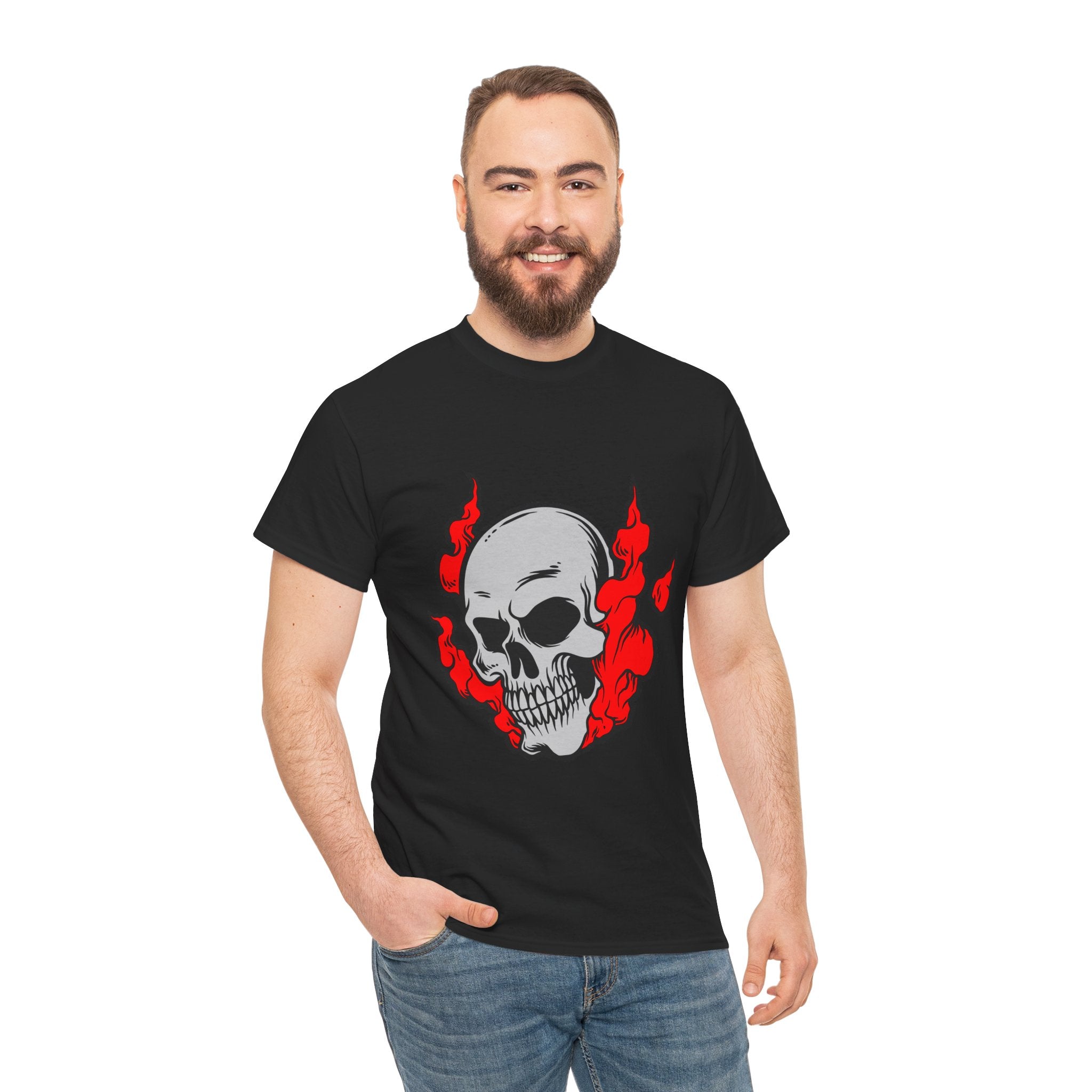 Skull with Red Flames Tee