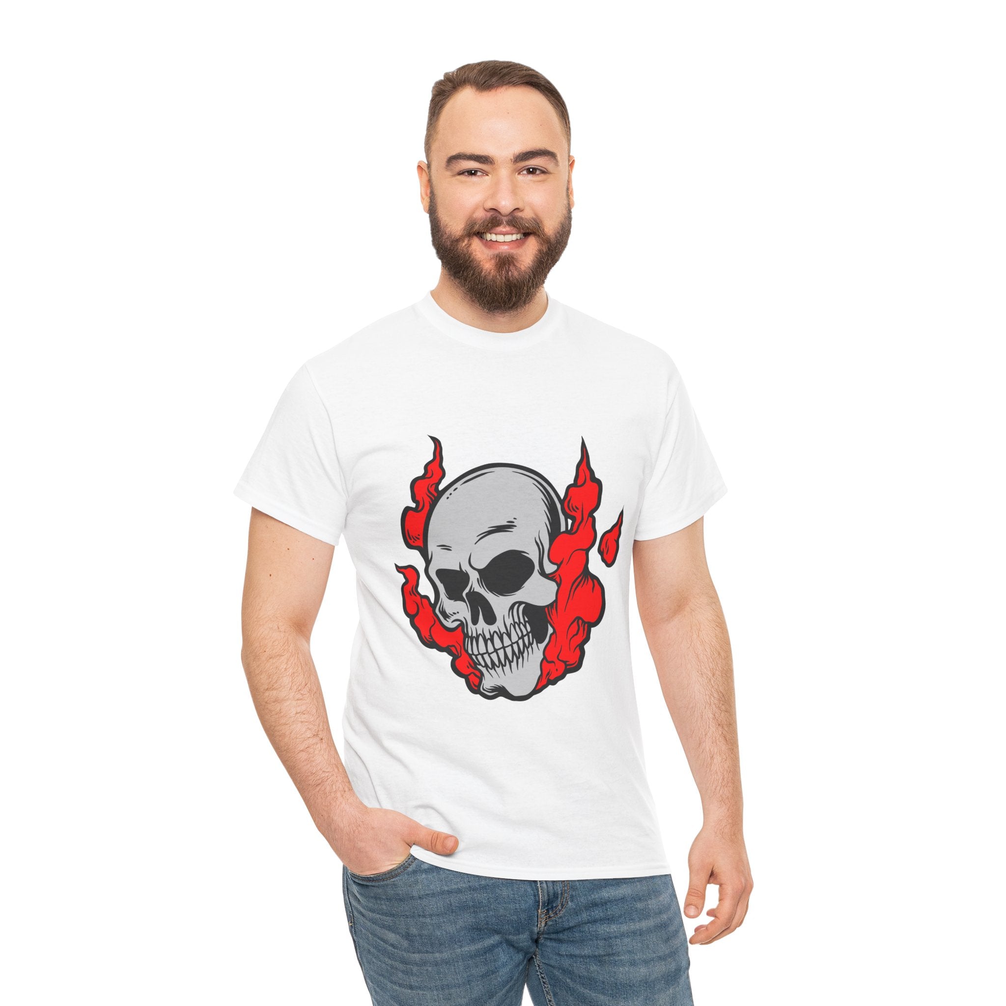 Skull with Red Flames Tee