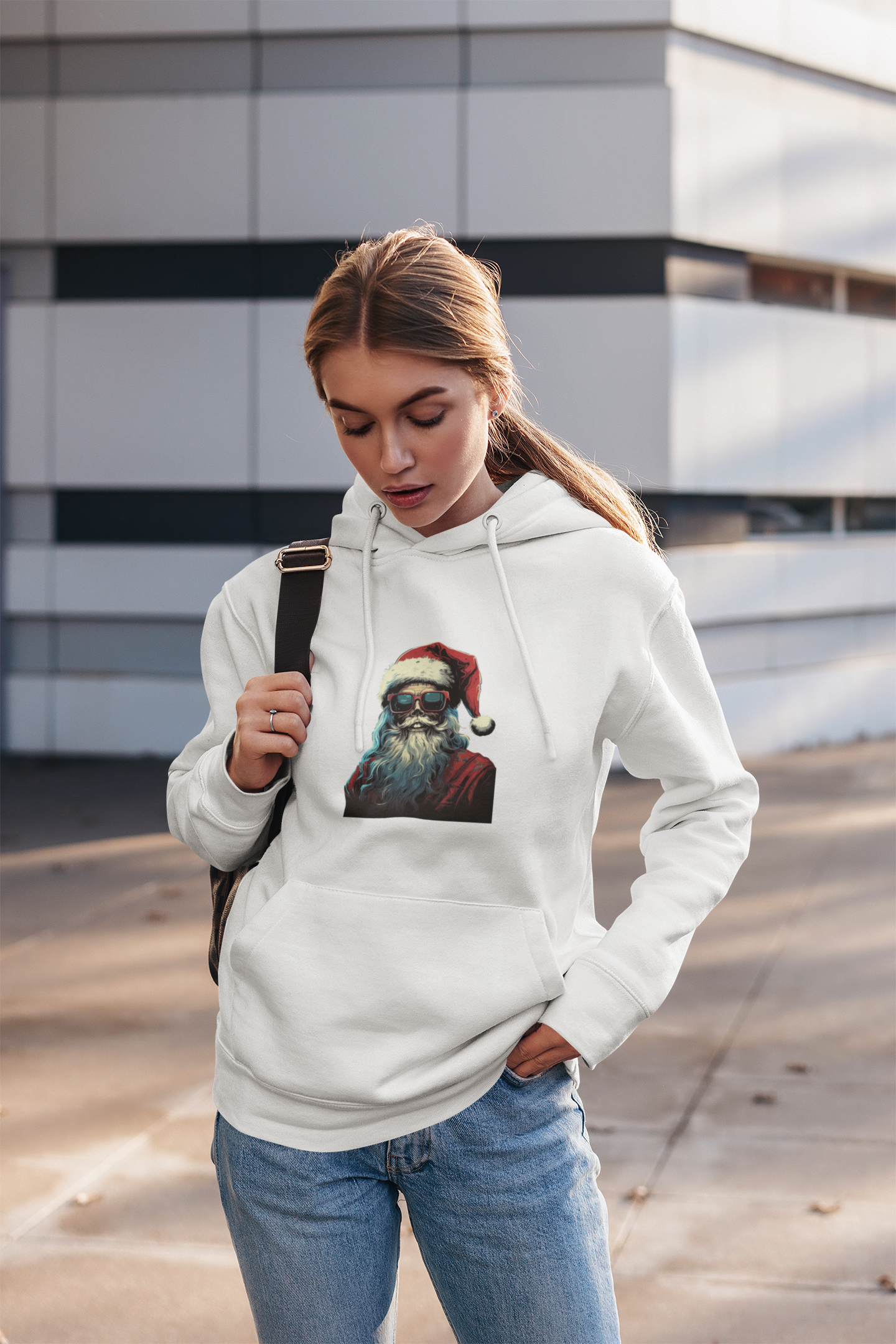 Santa with Sunglasses Christmas Hoodie