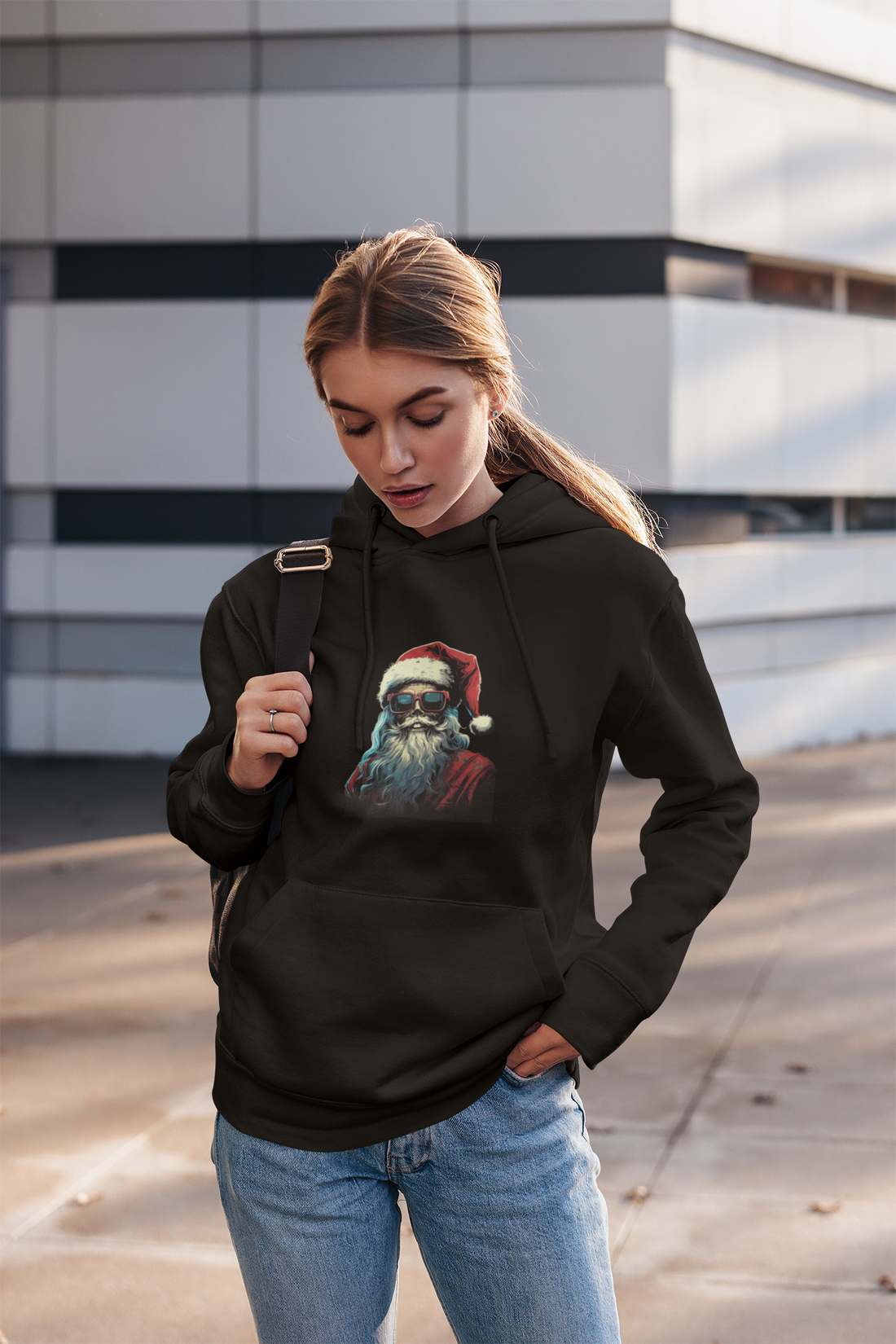 Santa with Sunglasses Christmas Hoodie