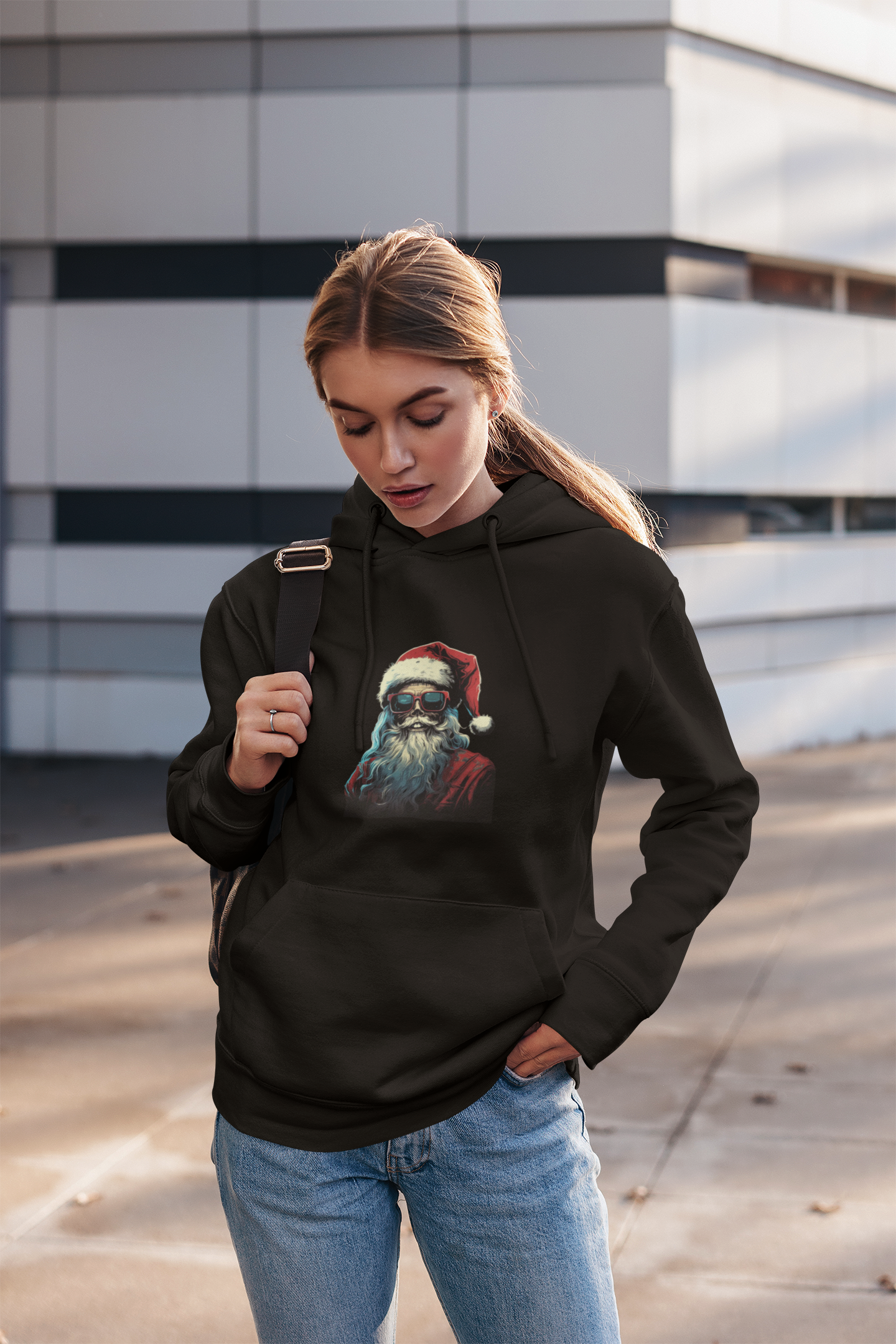 Santa with Sunglasses Christmas Hoodie