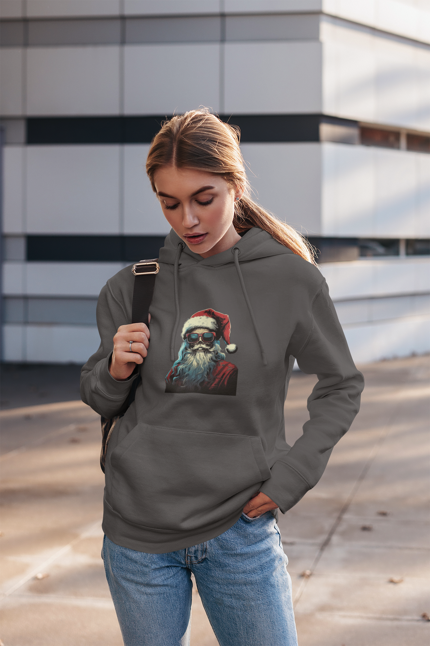 Santa with Sunglasses Christmas Hoodie