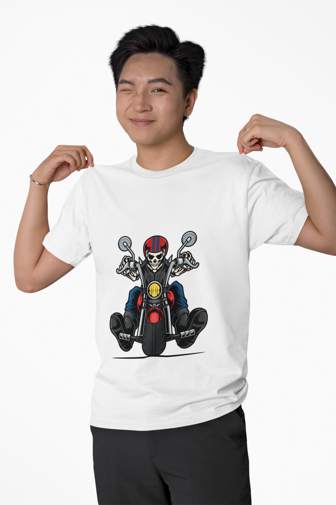 Skeleton Motorcycle Rider Graphic Tee