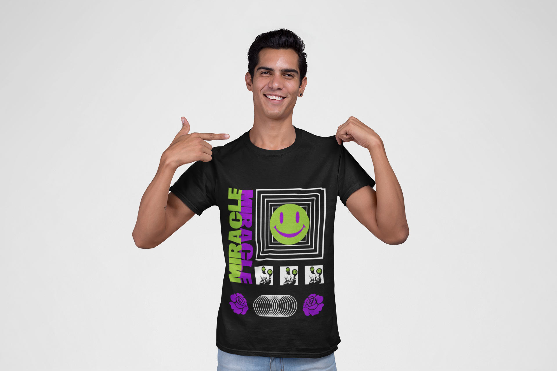 Neon Smile Miracle Retro Vaporwave Tee