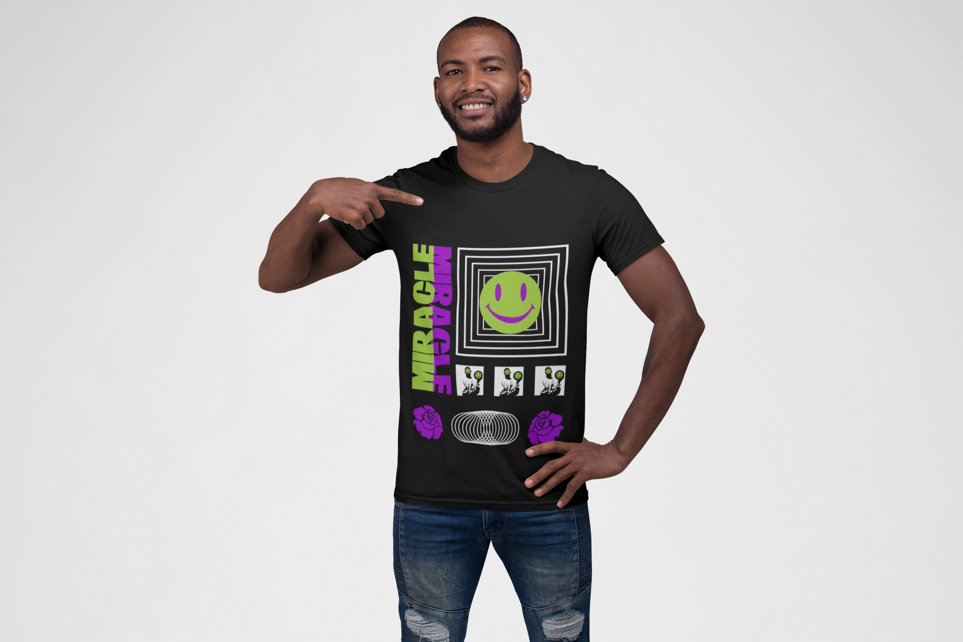 Neon Smile Miracle Retro Vaporwave Tee