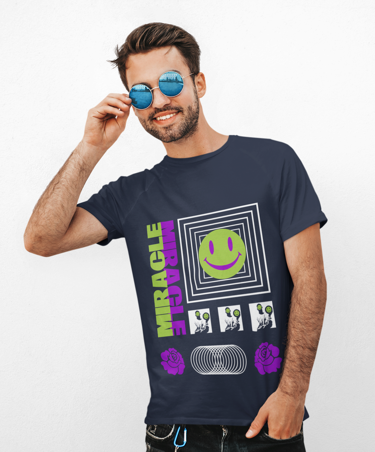 Neon Smile Miracle Retro Vaporwave Tee