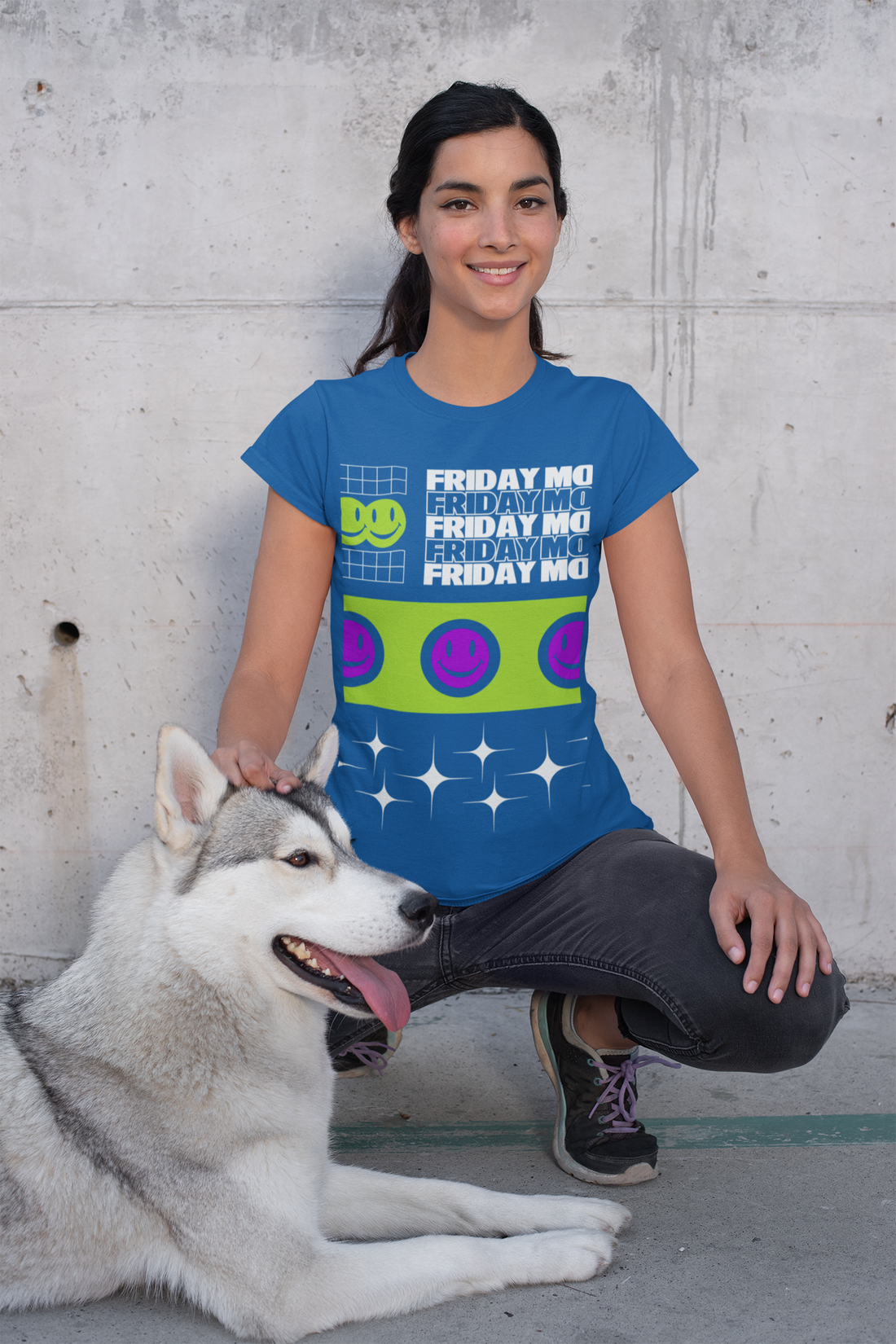 Friday Mood Retro Smiley Faces Tee