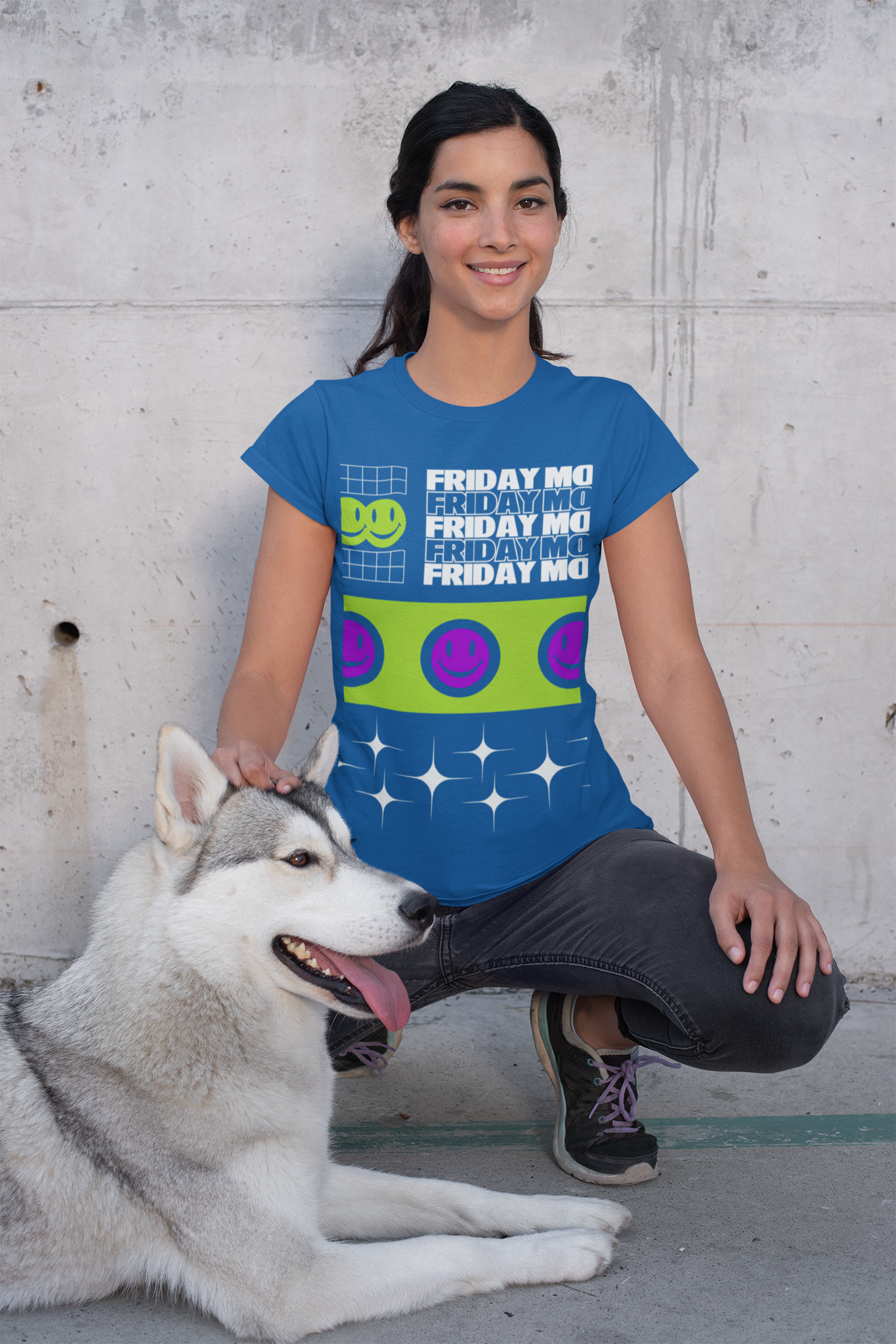 Friday Mood Retro Smiley Faces Tee