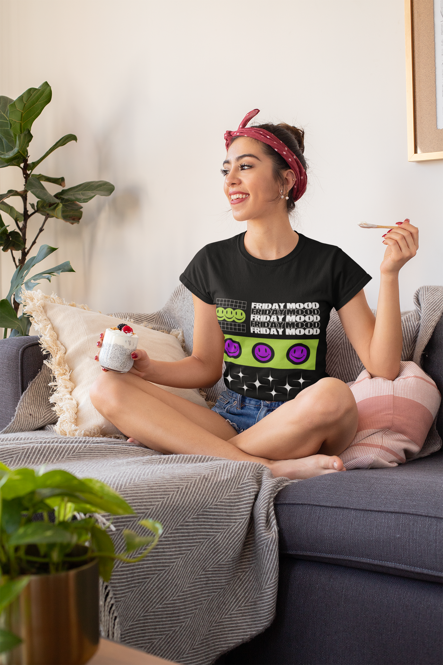 Friday Mood Retro Smiley Faces Tee