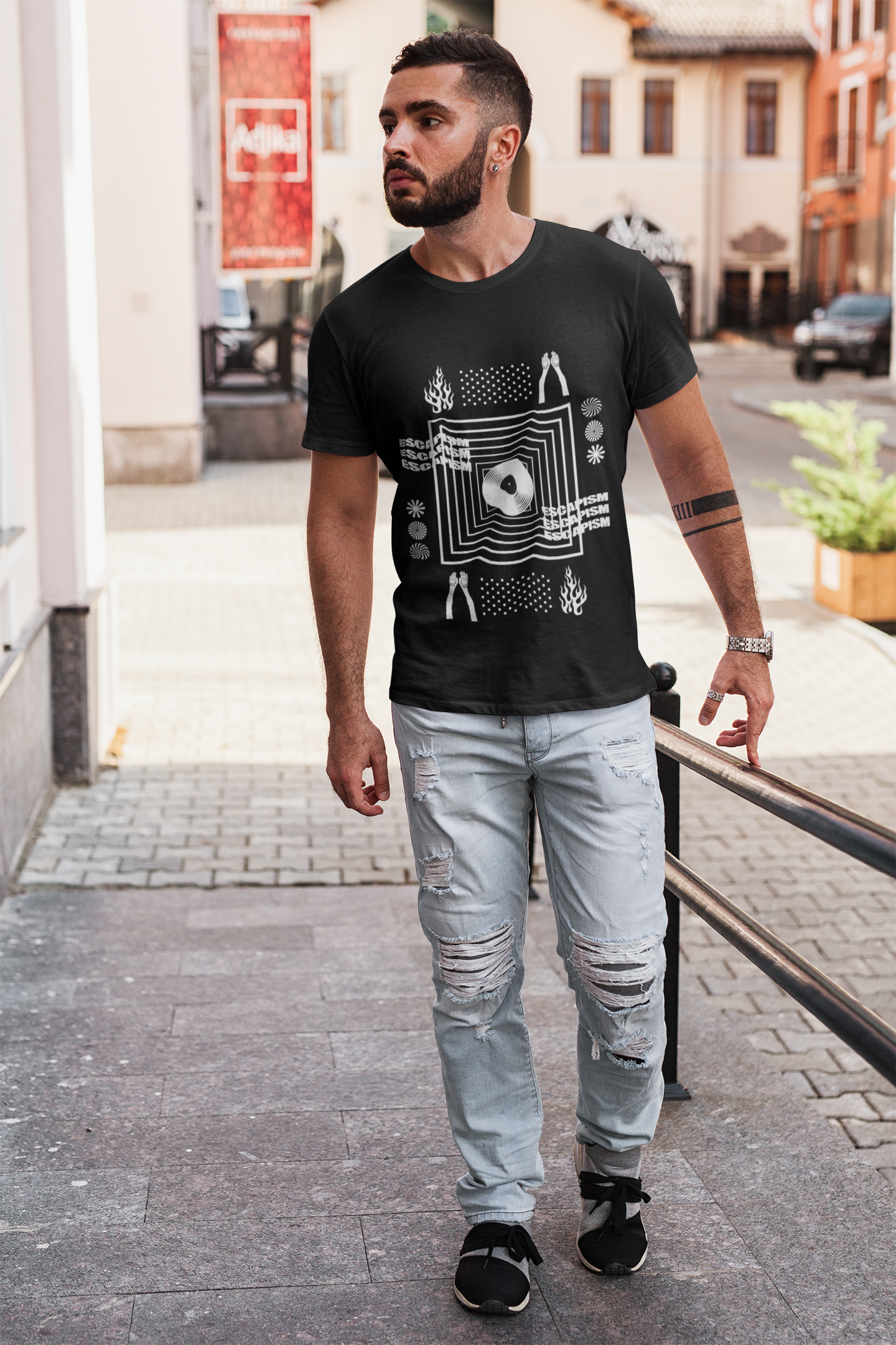 Retro Record Geometric Music Tee