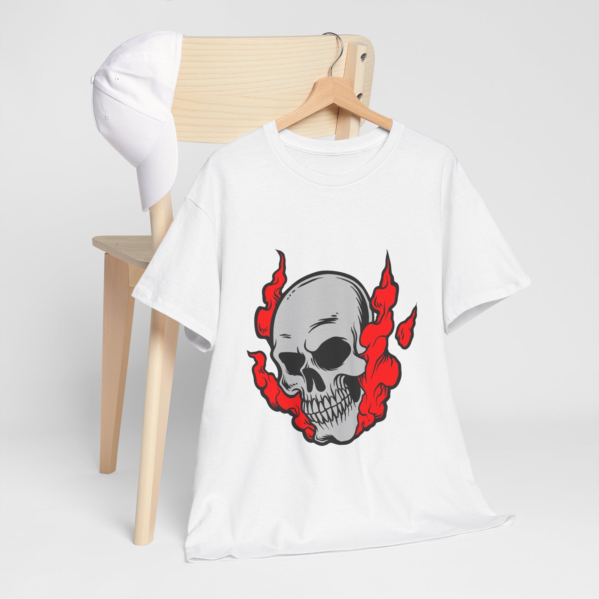 Skull with Red Flames Tee