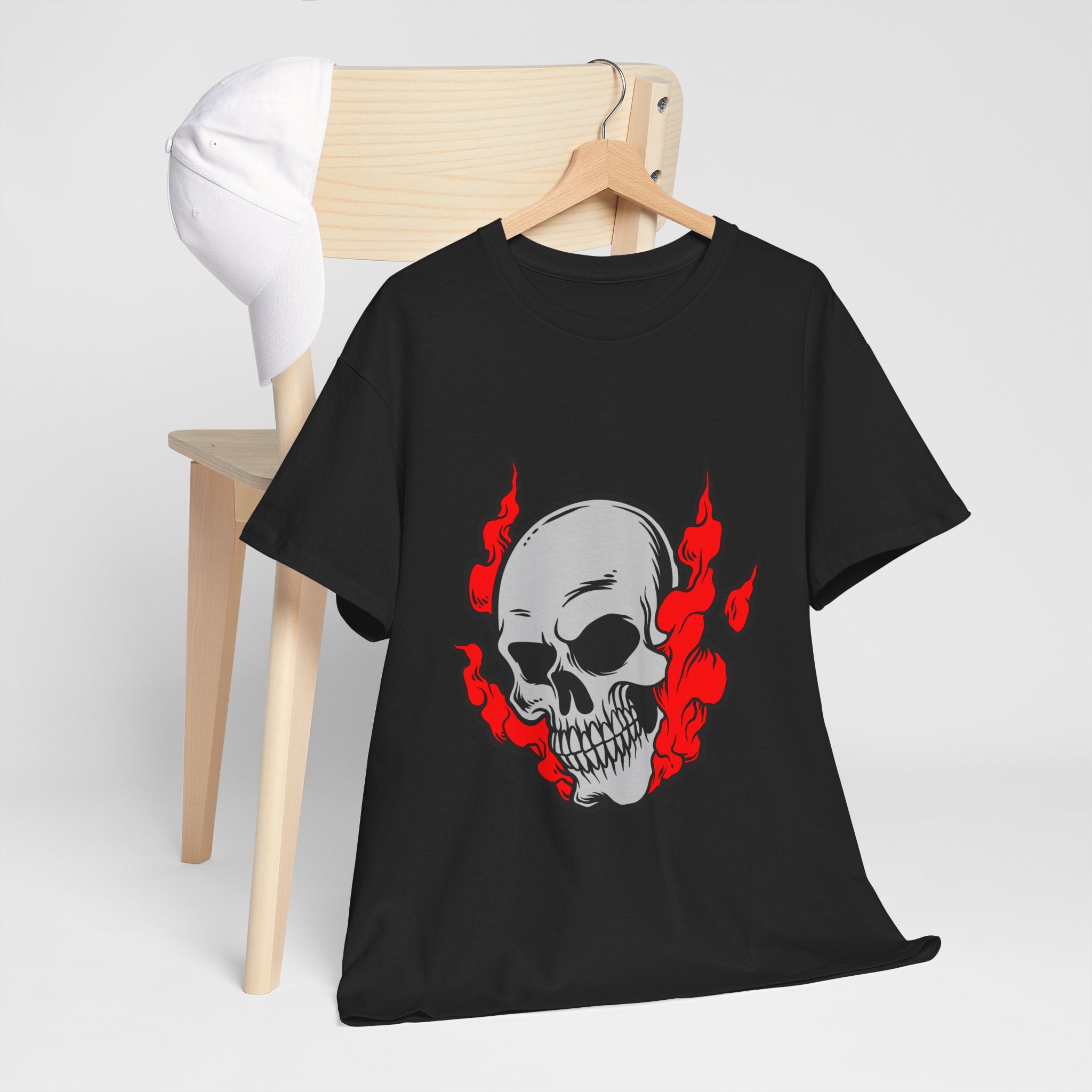 Skull with Red Flames Tee