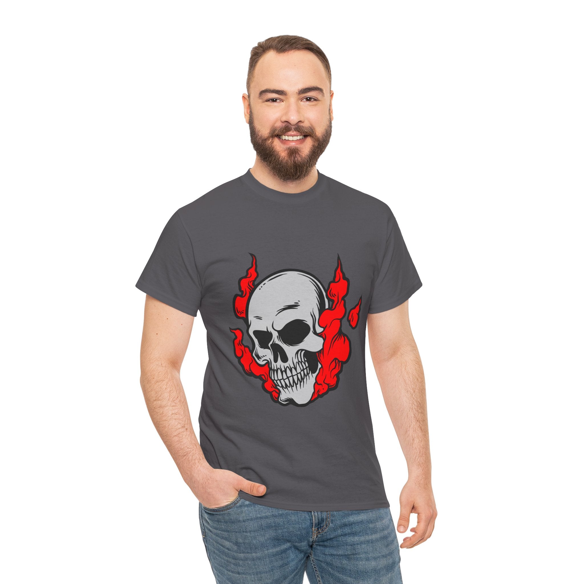 Skull with Red Flames Tee