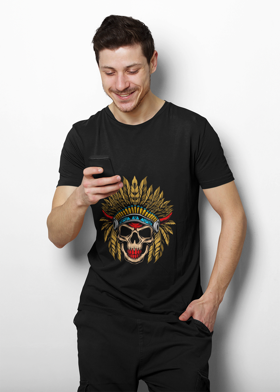 Tribal Native Skull Graphic Tee