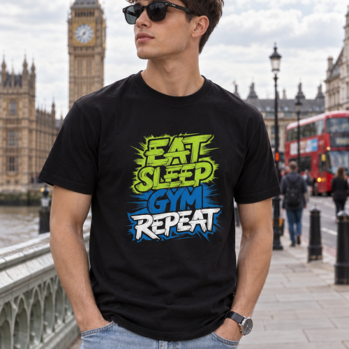 IRAYA Eat Sleep Gym Repeat for Men